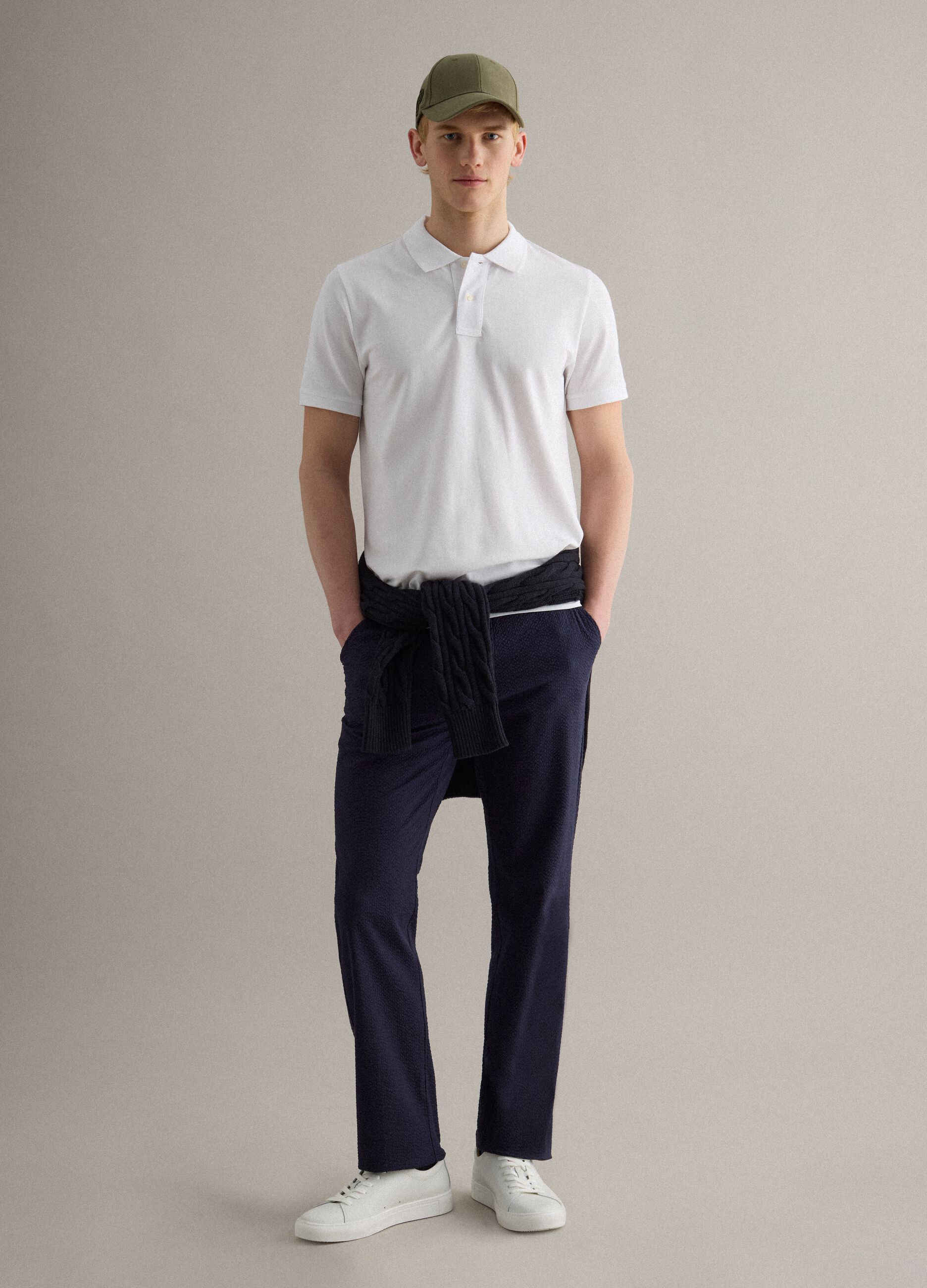 White Supima cotton polo shirt, regular fit
