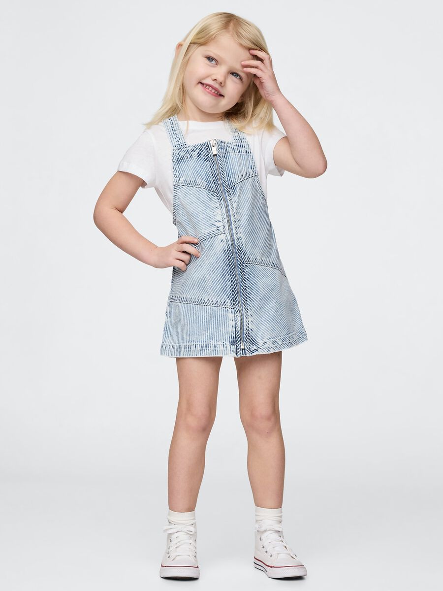 Light Denim Dungarees with Front Zip_0