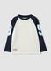 White pure cotton boys&rsquo; T-shirt with crew neck and raglan sleeves_0