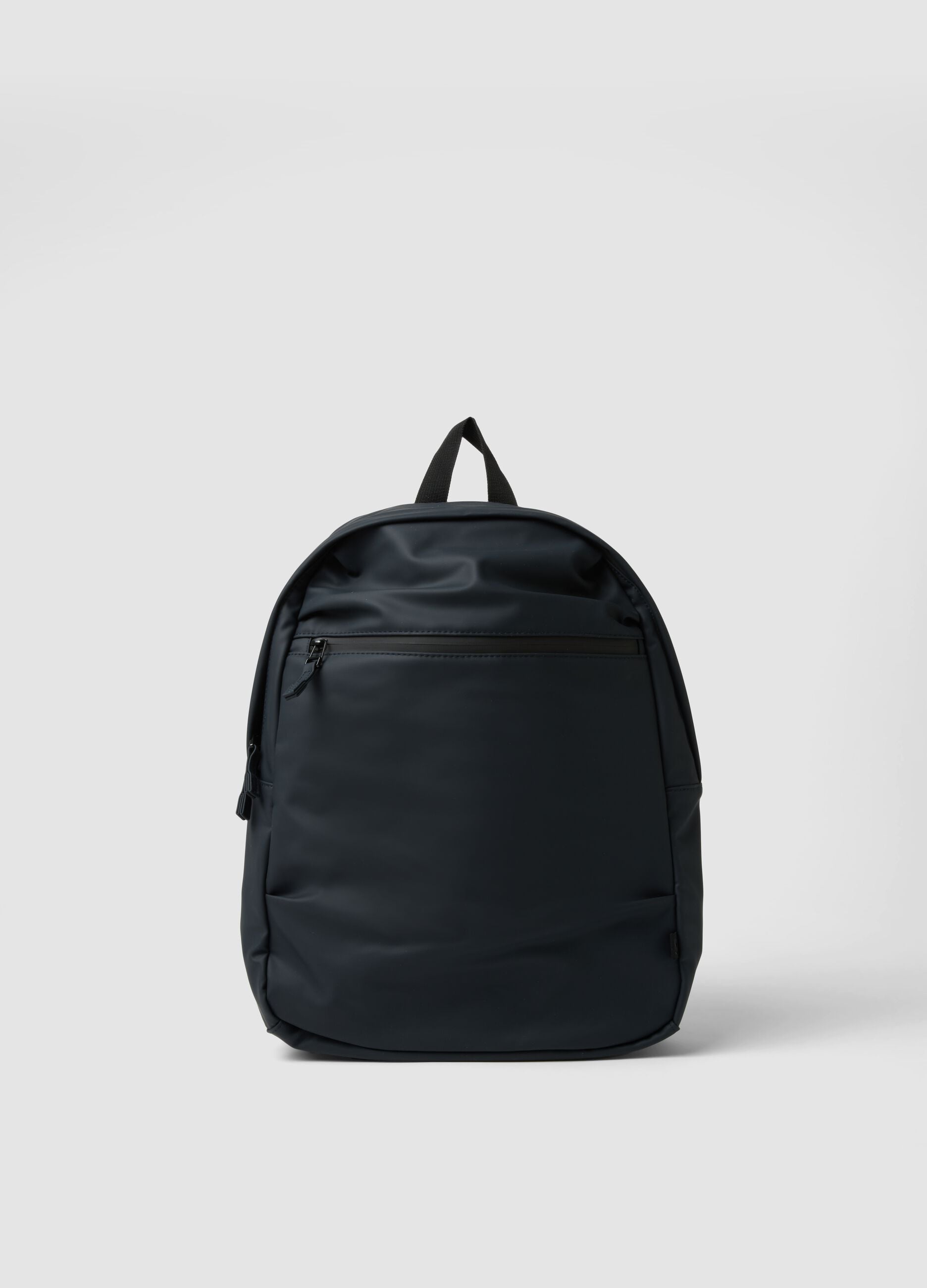 Blue water-repellent backpack with front pocket