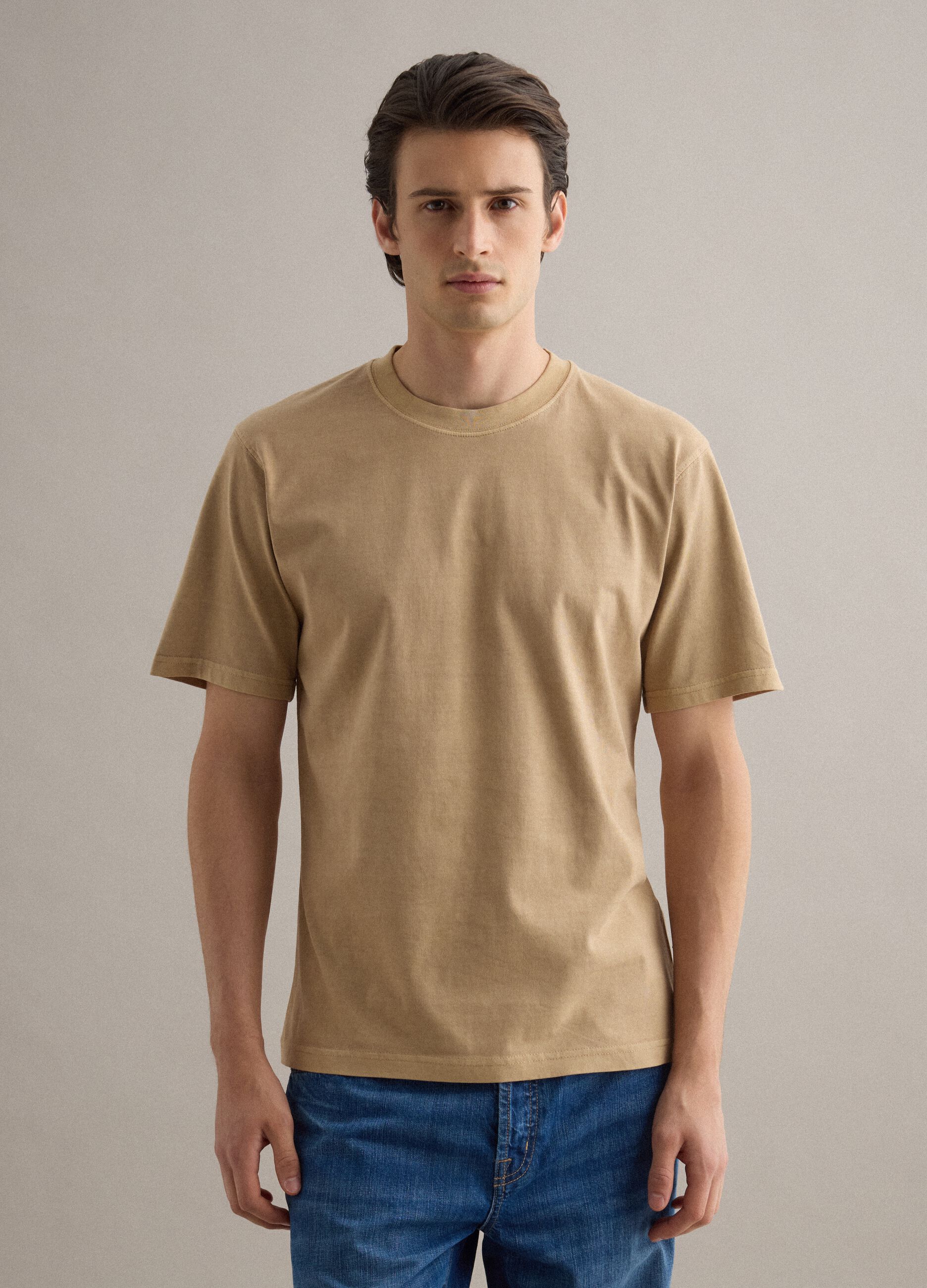 Beige pure cotton T-shirt relaxed fit