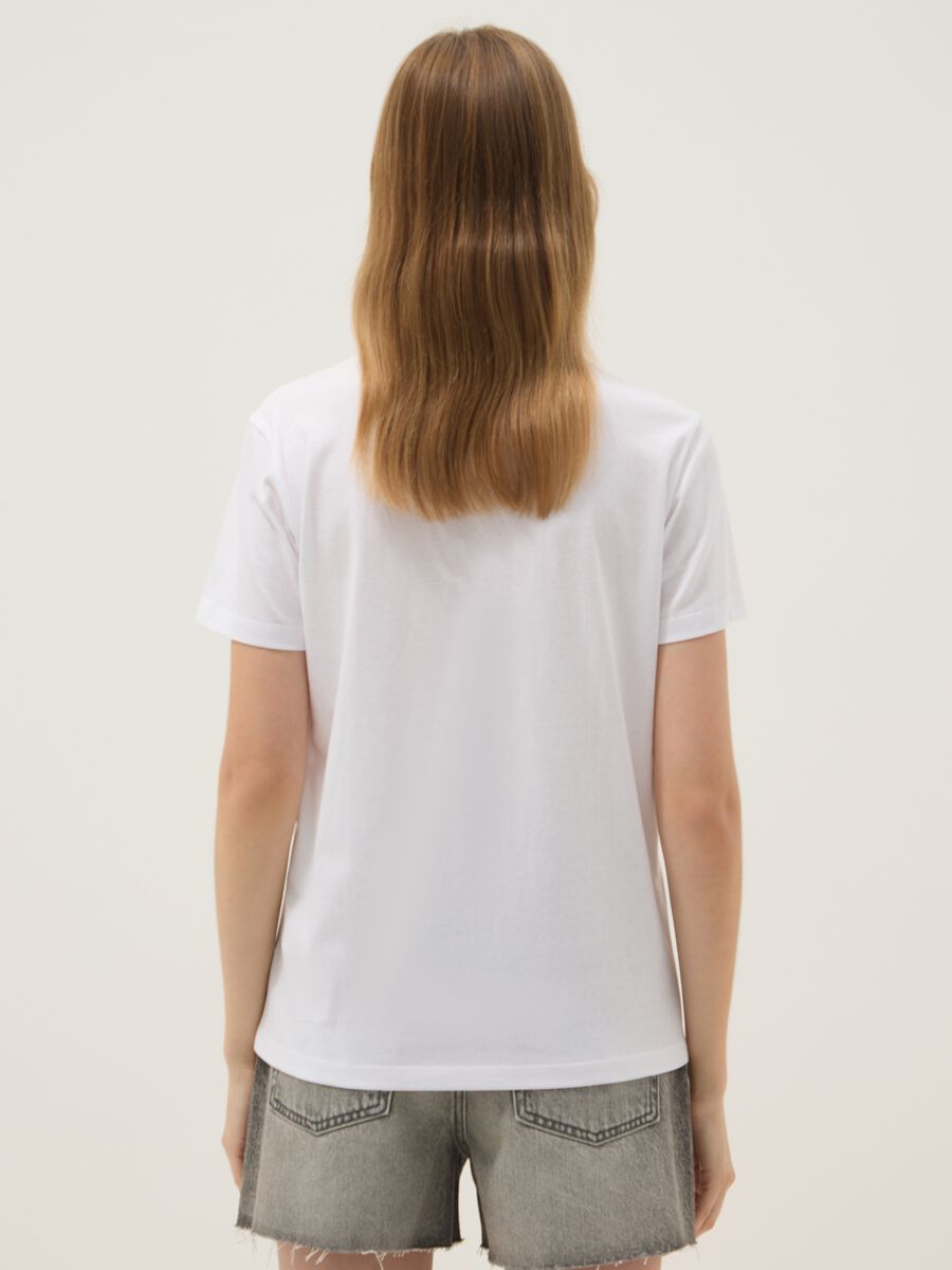 White pure cotton T-shirt regular fit with print_3