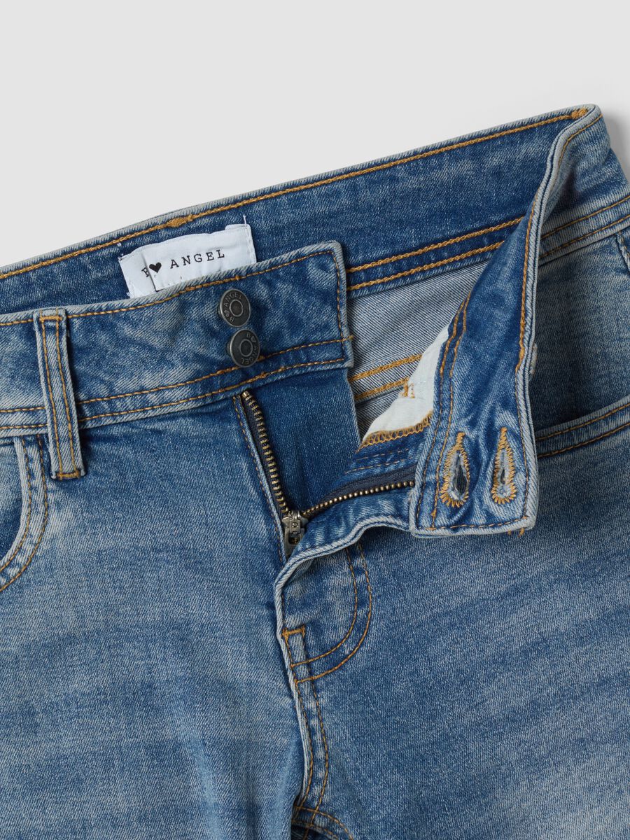 Blue stretch cotton flare jeans_1