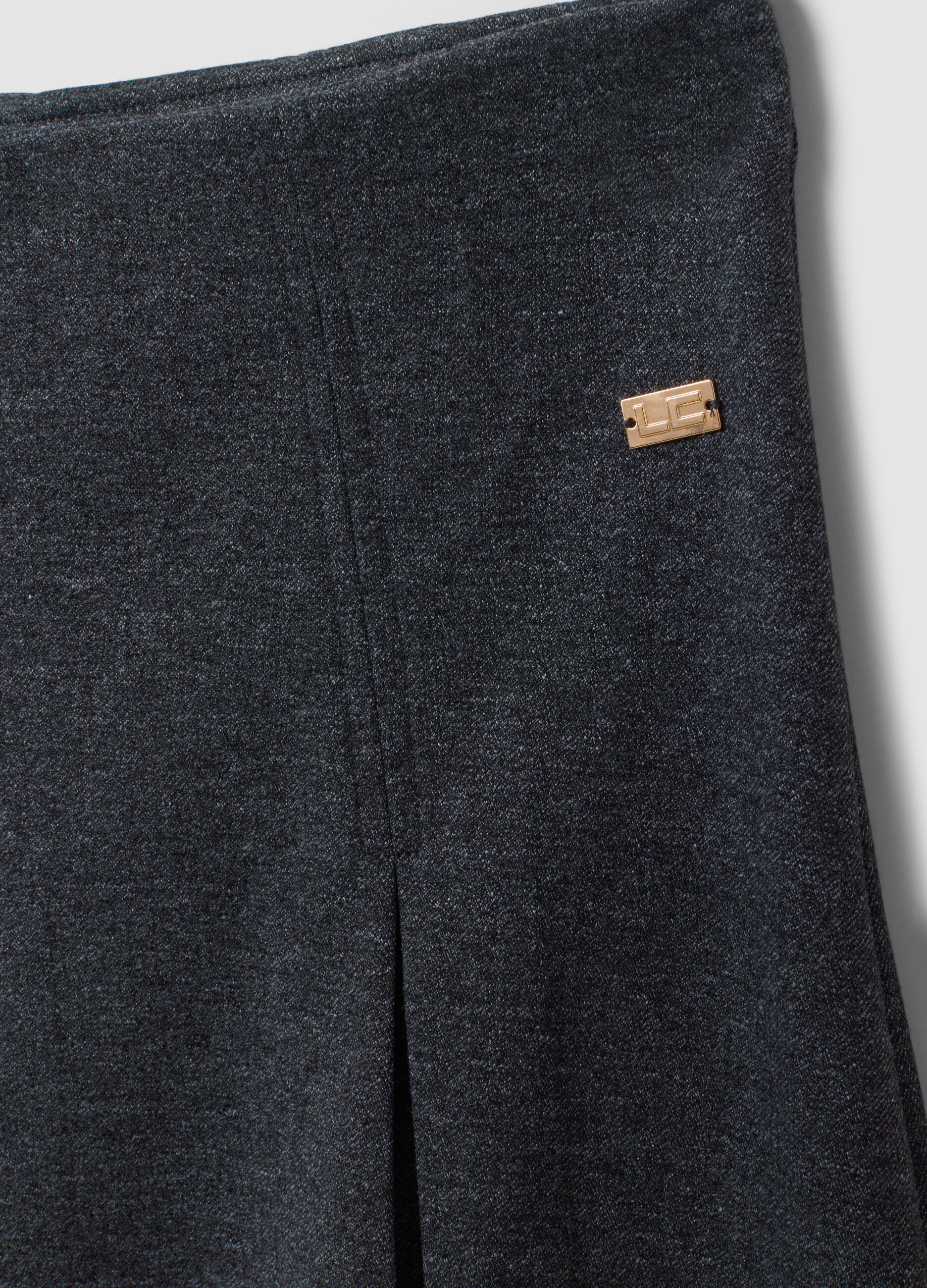 Long grey stretch-viscose skirt, regular fit