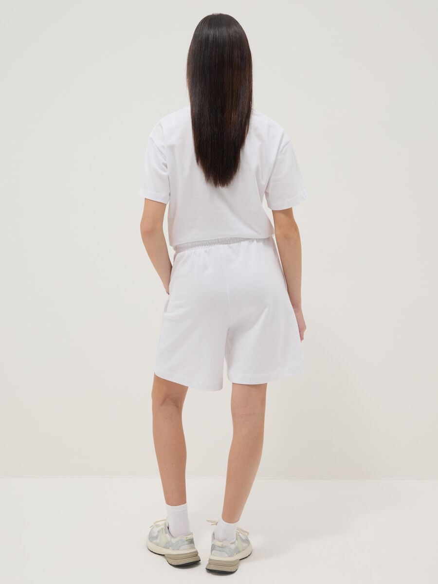 Shorts bianchi in puro cotone con vita elastica_1