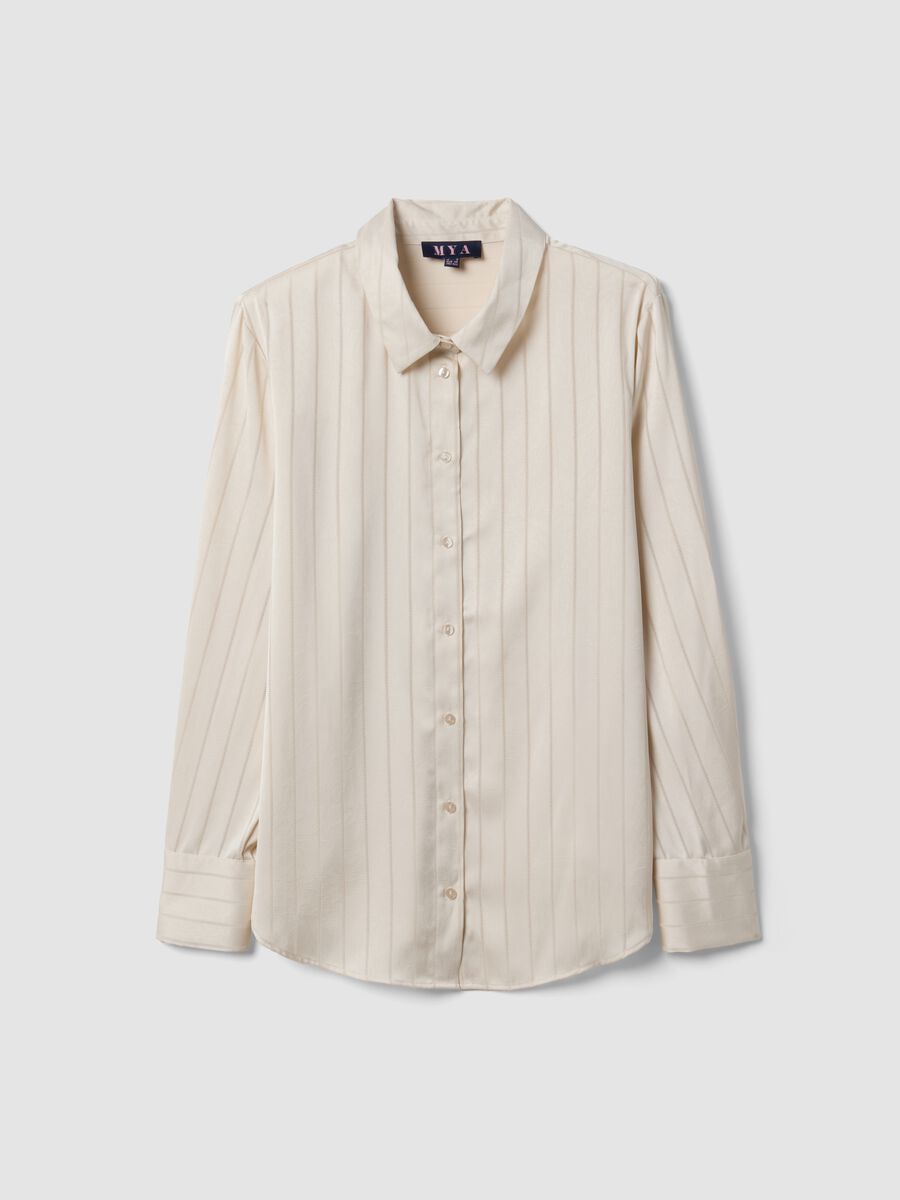 Grey striped shirt with classic collar, regular fit_0