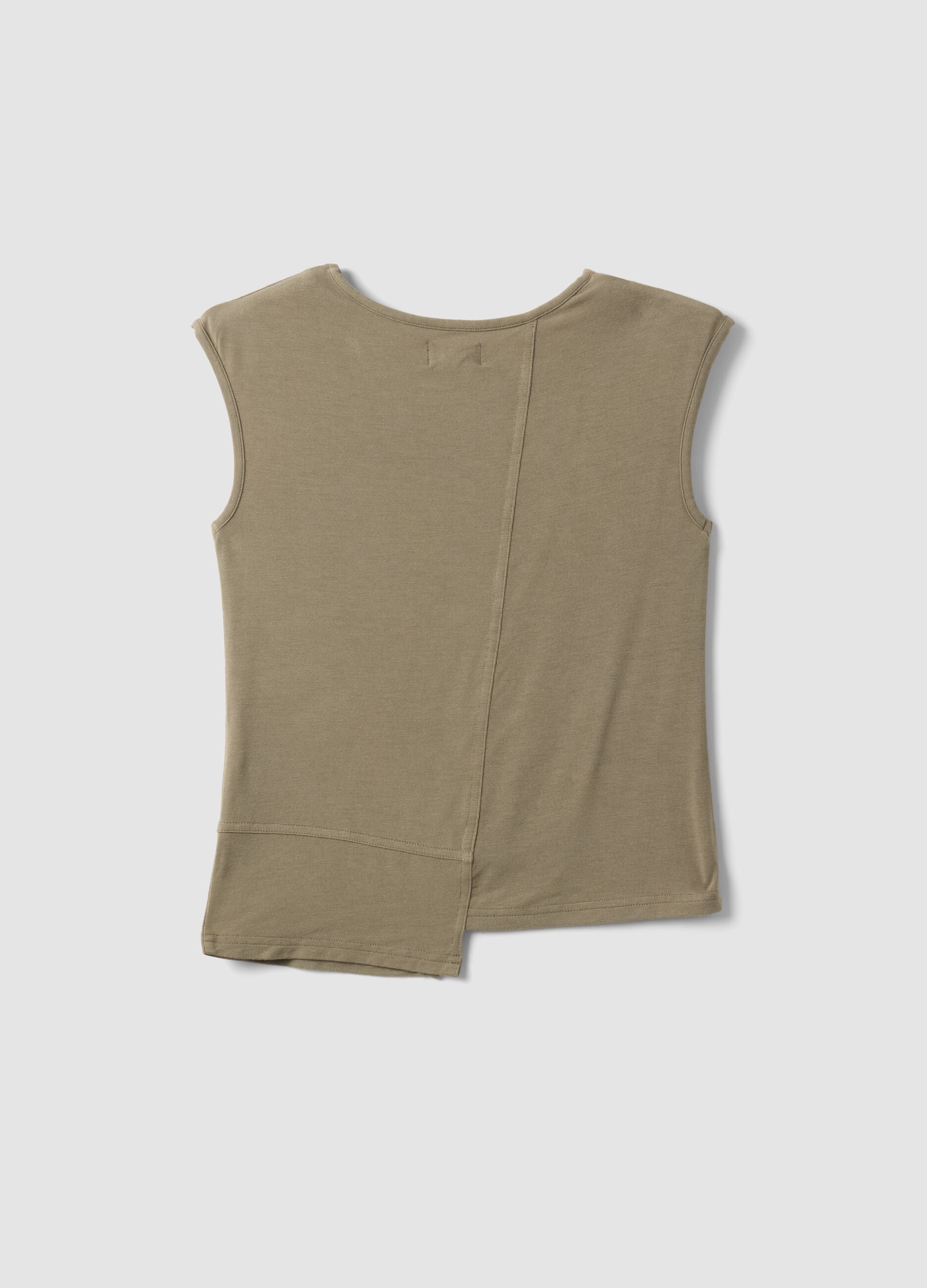 Girls&rsquo; beige stretch viscose vest top, relaxed fit