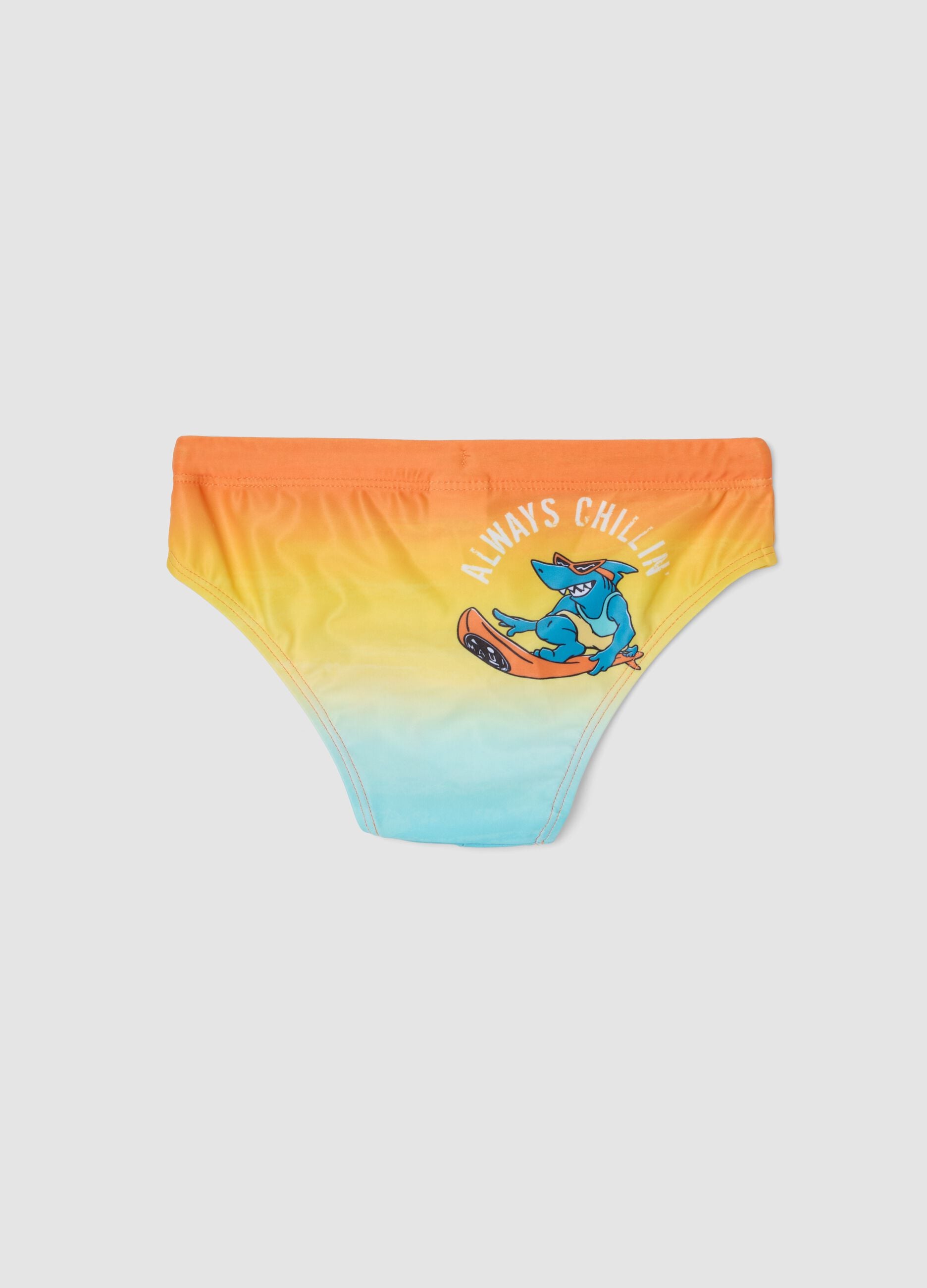 Orange and blue stretch swim briefs for boys