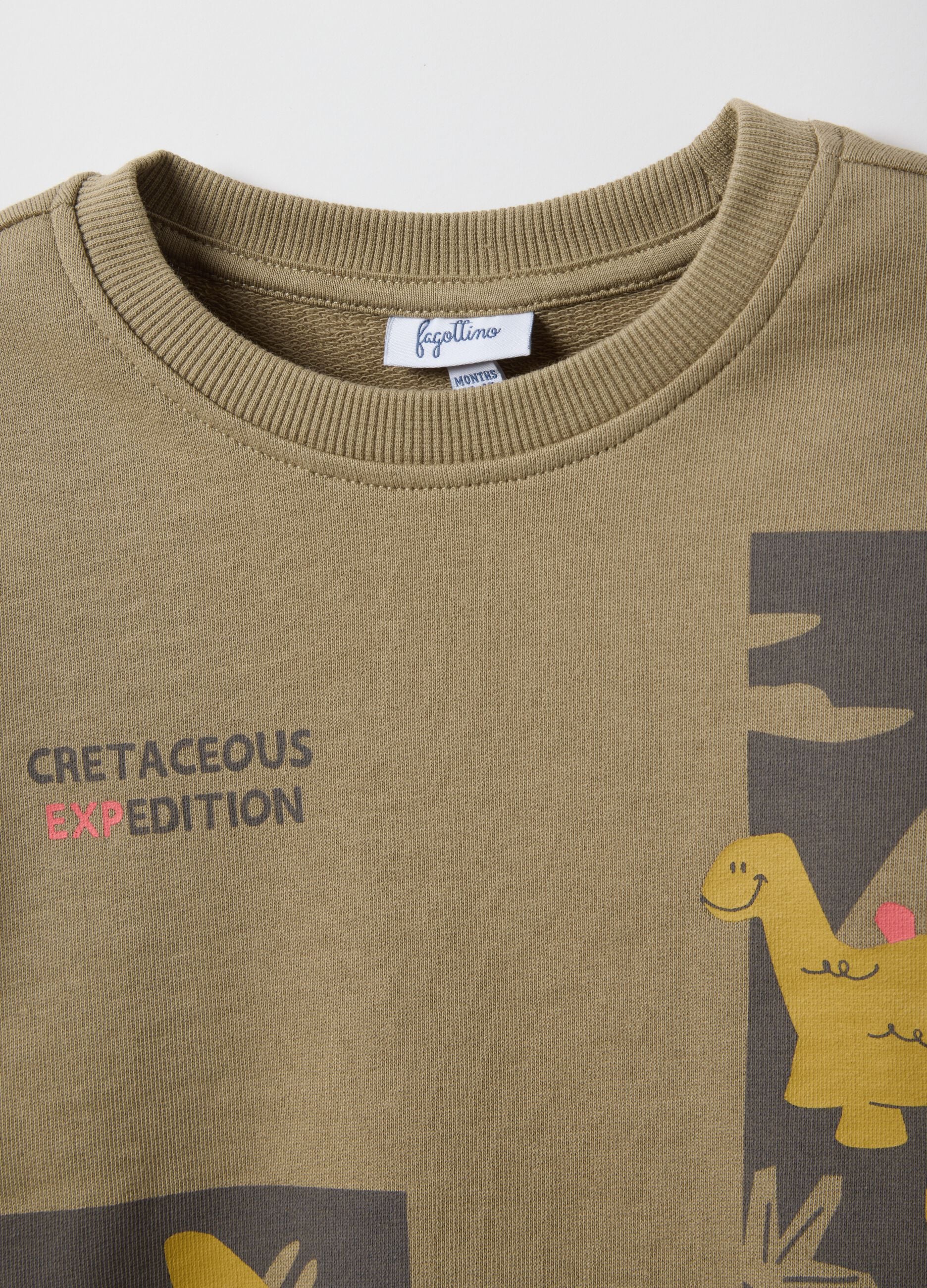 Beige pure cotton regular fit sweatshirt for kids with print