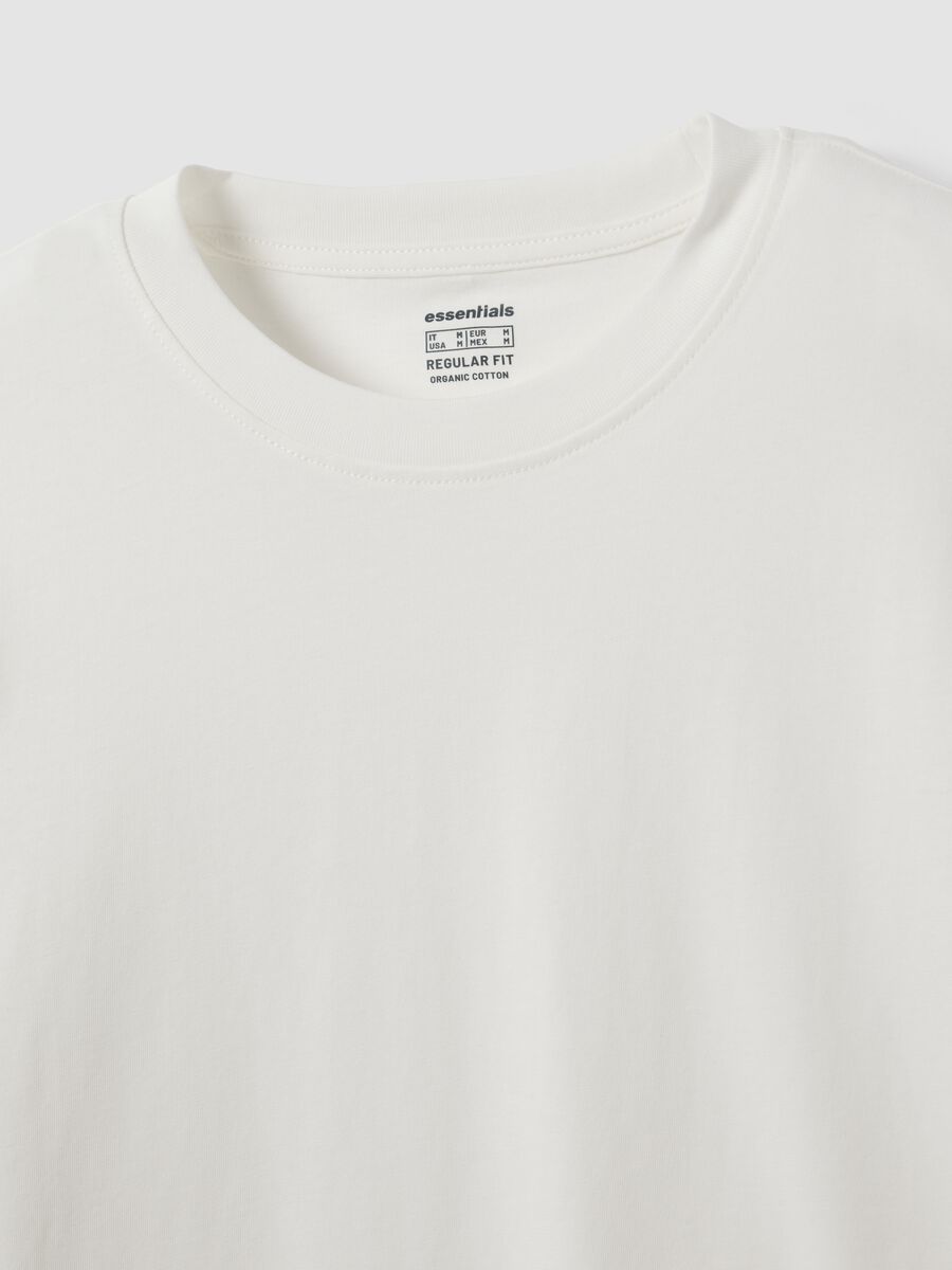 White long-sleeved crew-neck T-shirt in pure organic cotton_1