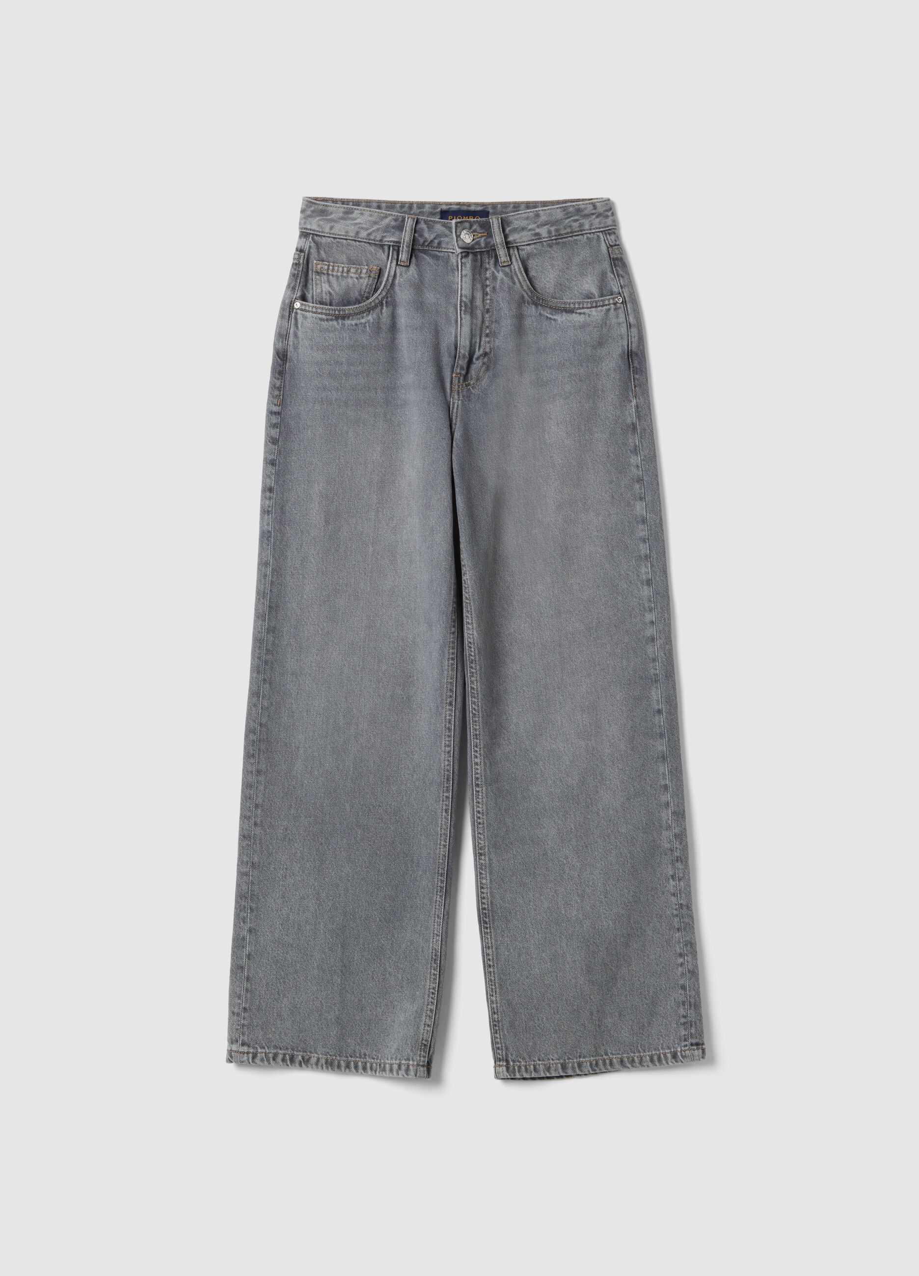 Straight Grey Cotton Jeans