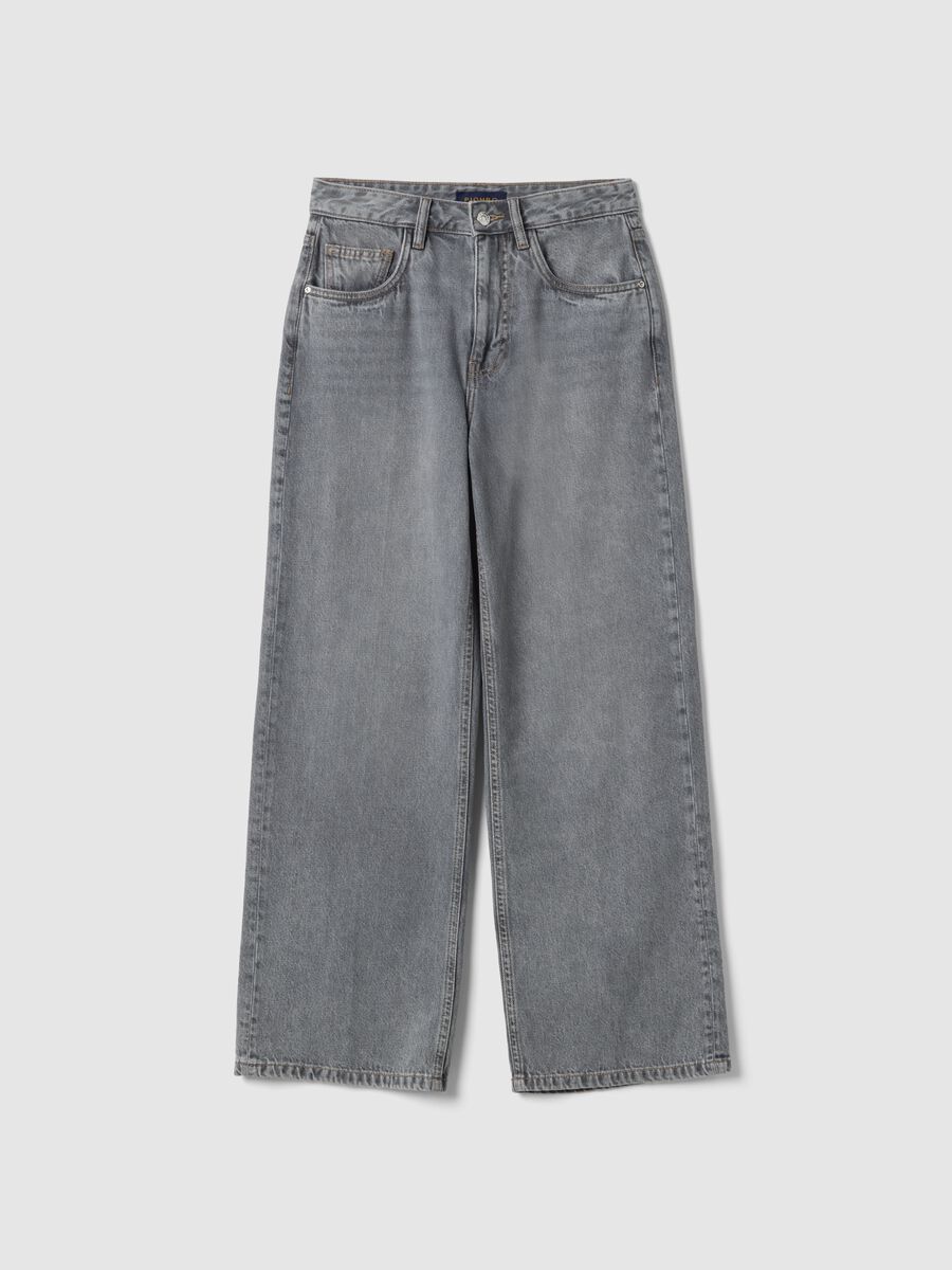 Jeans dritti in puro cotone grigio_4
