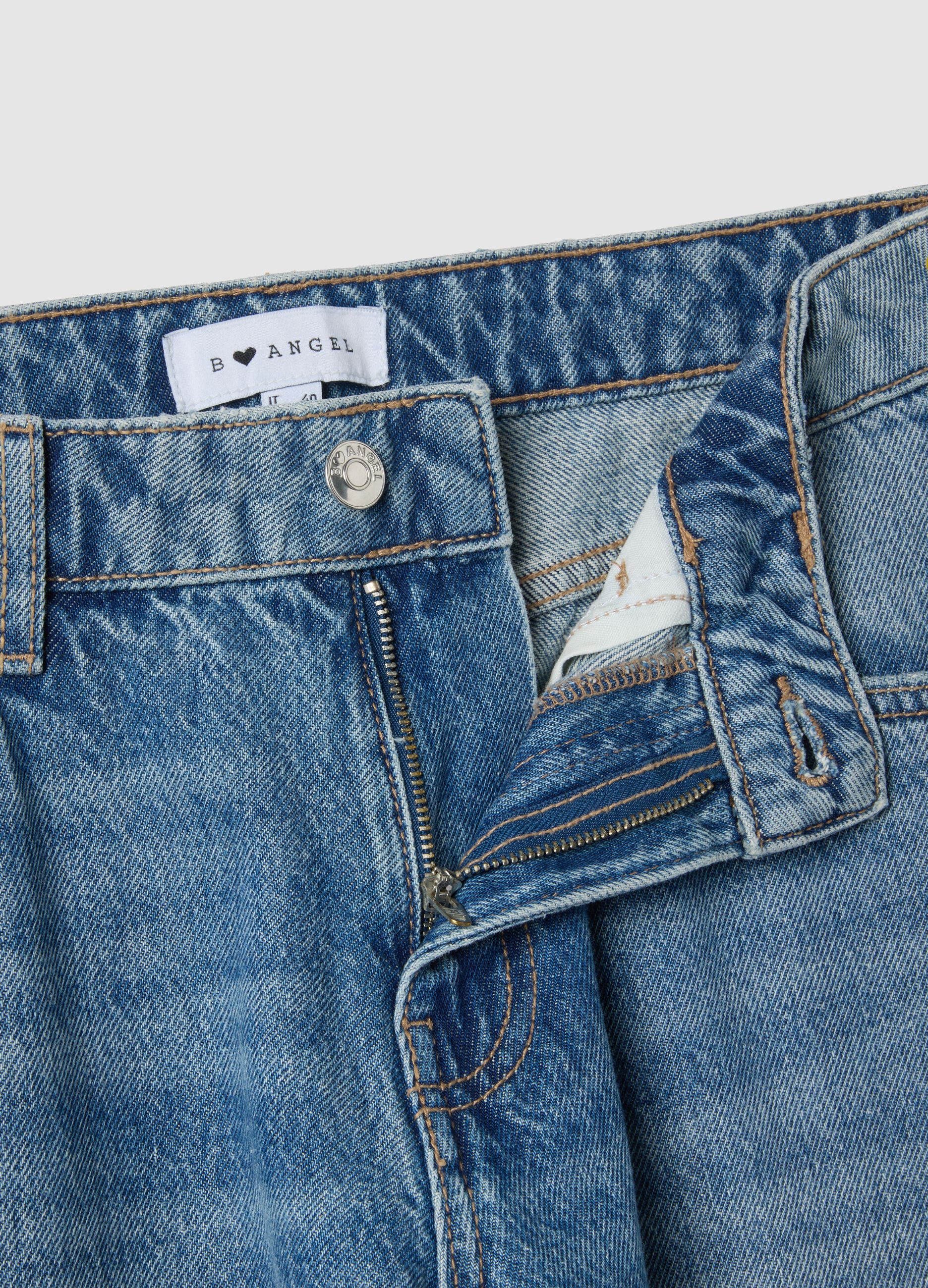 Blue pure cotton boyfriend fit jeans