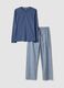 Blue pure organic cotton pyjamas with grandad collar, regular fit_4