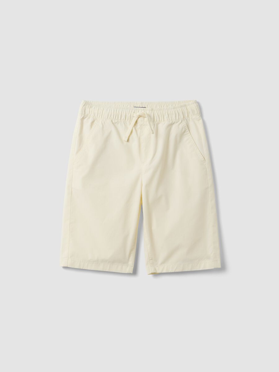 Beige pure cotton shorts with elasticated waist_3