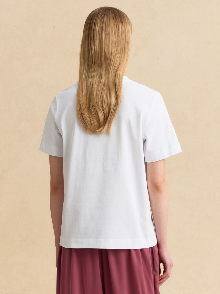 White pure cotton T-shirt with floral print_3