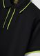 Blue stretch cotton polo with contrast piping_5