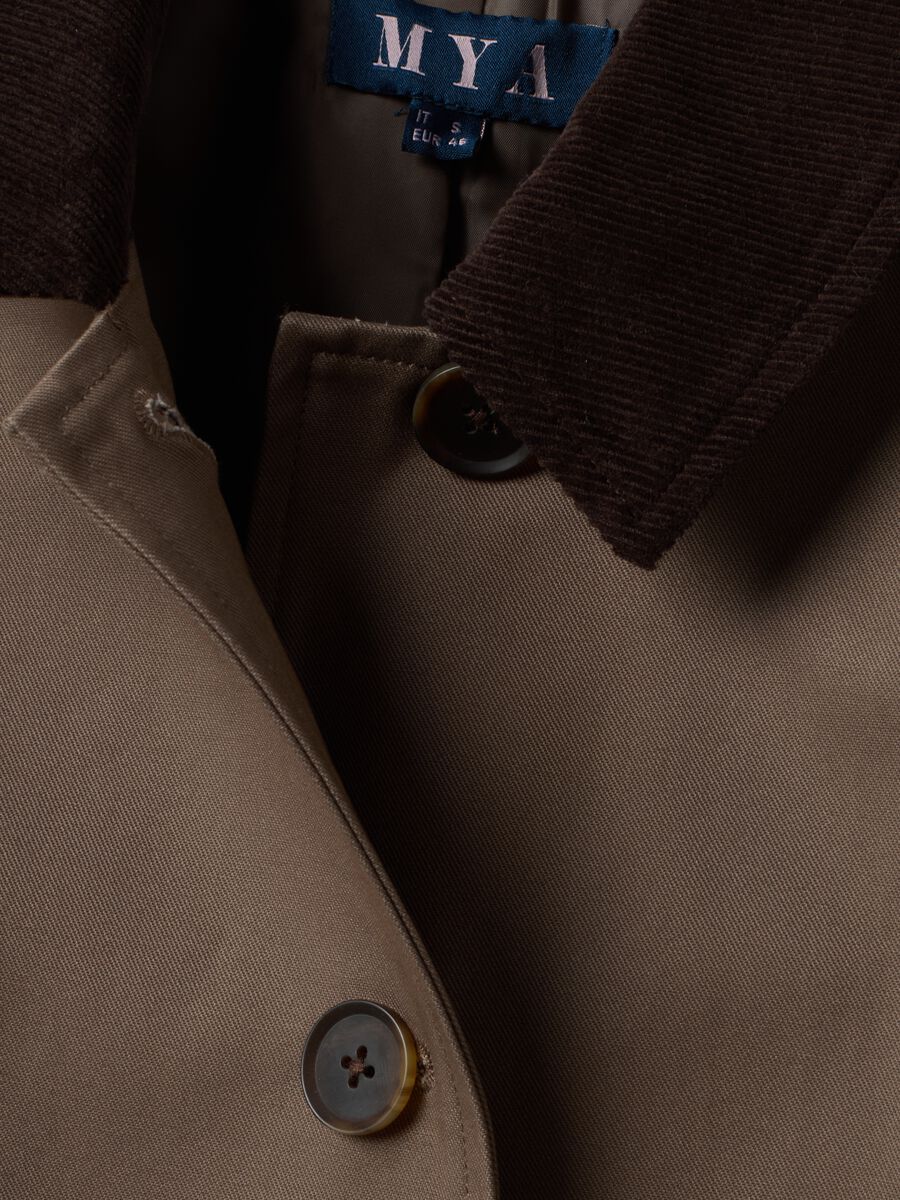 Brown pure cotton jacket with contrasting collar, regular fit_1