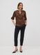 Brown stretch-fabric shirt with mandarin collar_1