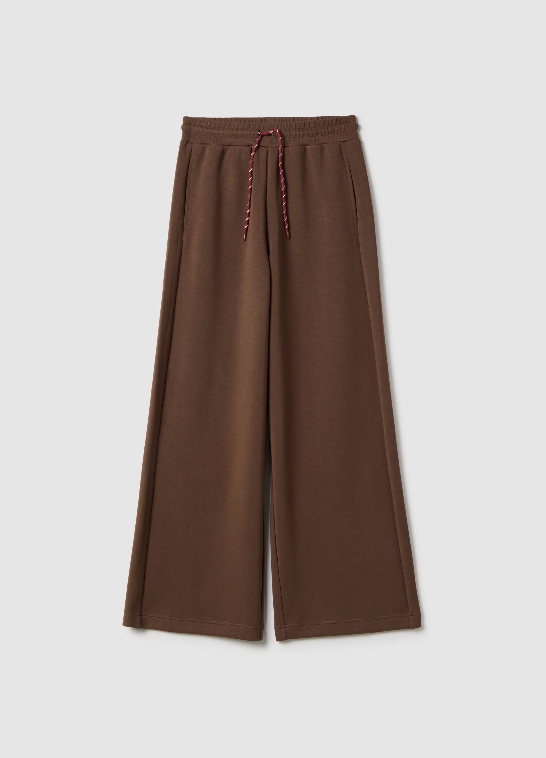 Brown wide leg trousers in stretchy modal blend