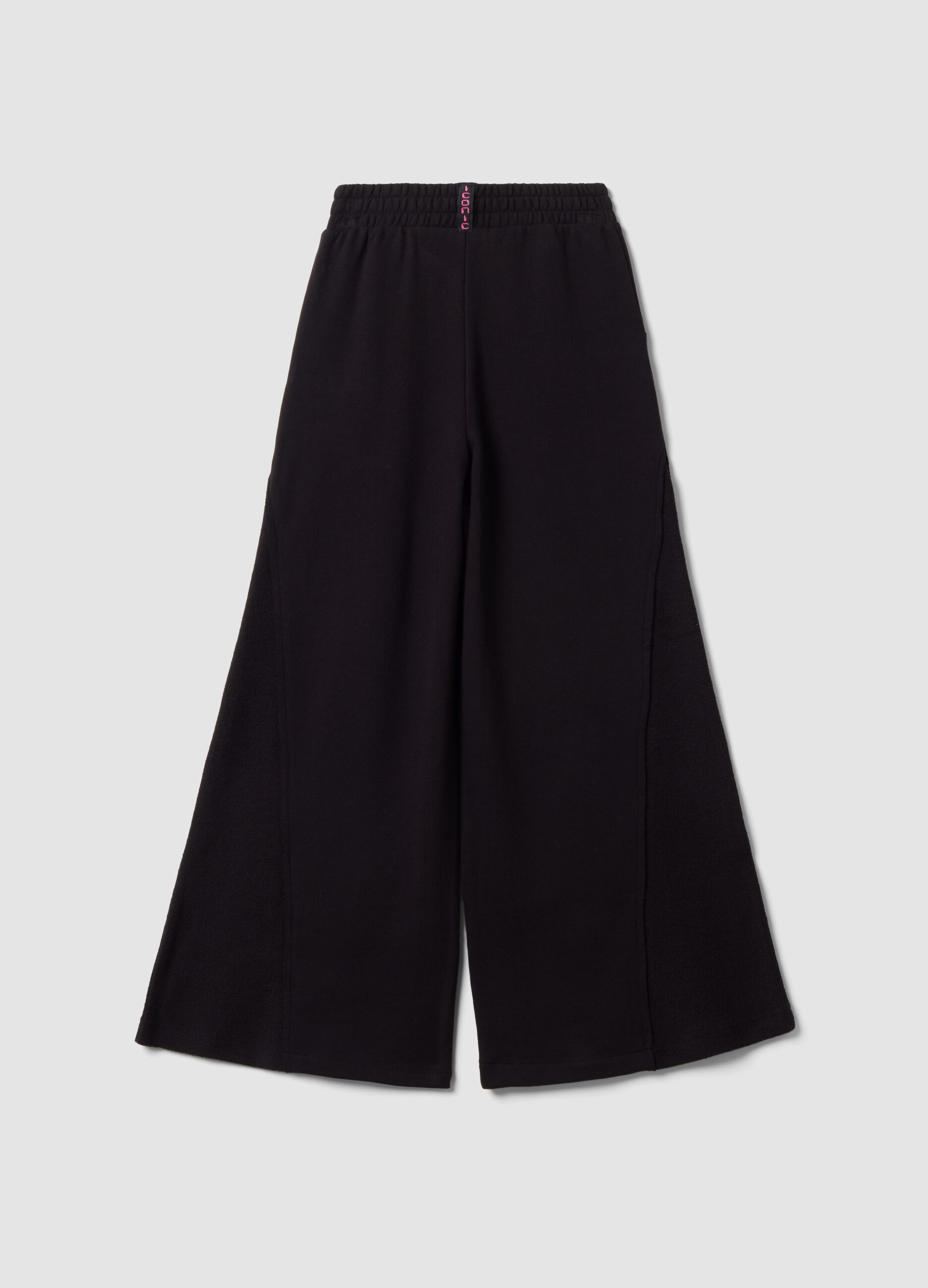 Black wide-leg trousers in pure cotton