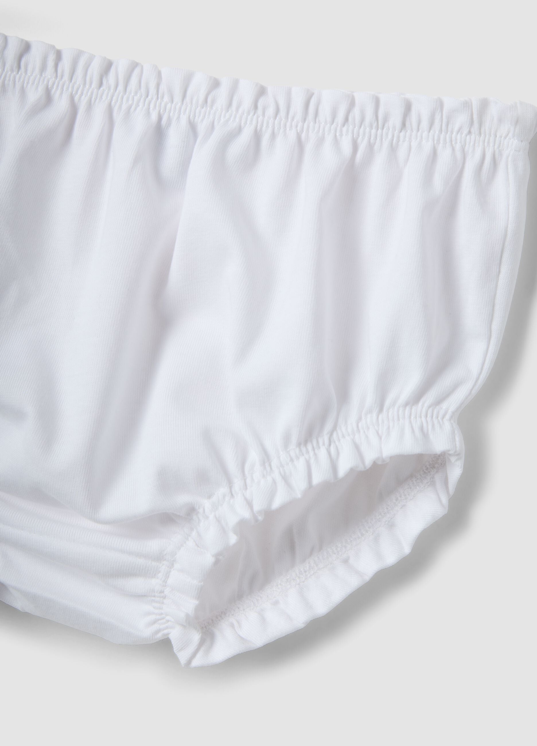 Pure white cotton baby girl set with embroidered flowers