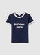 Regular fit blue stretch cotton T-shirt with print_4