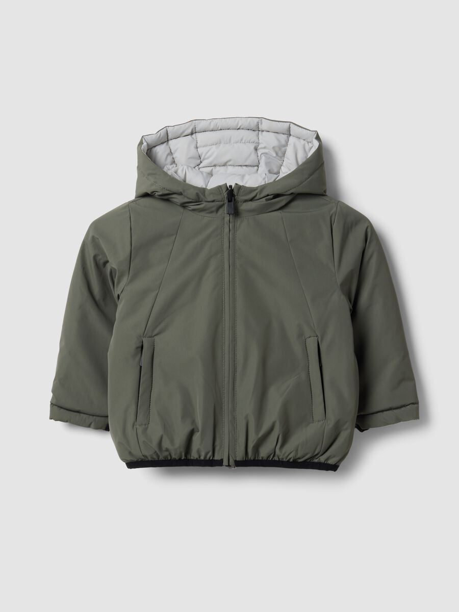 Giacca Ultralight reversibile grigia con cappuccio e zip per bimbo_1