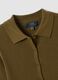 Green fitted ribbed viscose-blend cardigan with polo collar_6