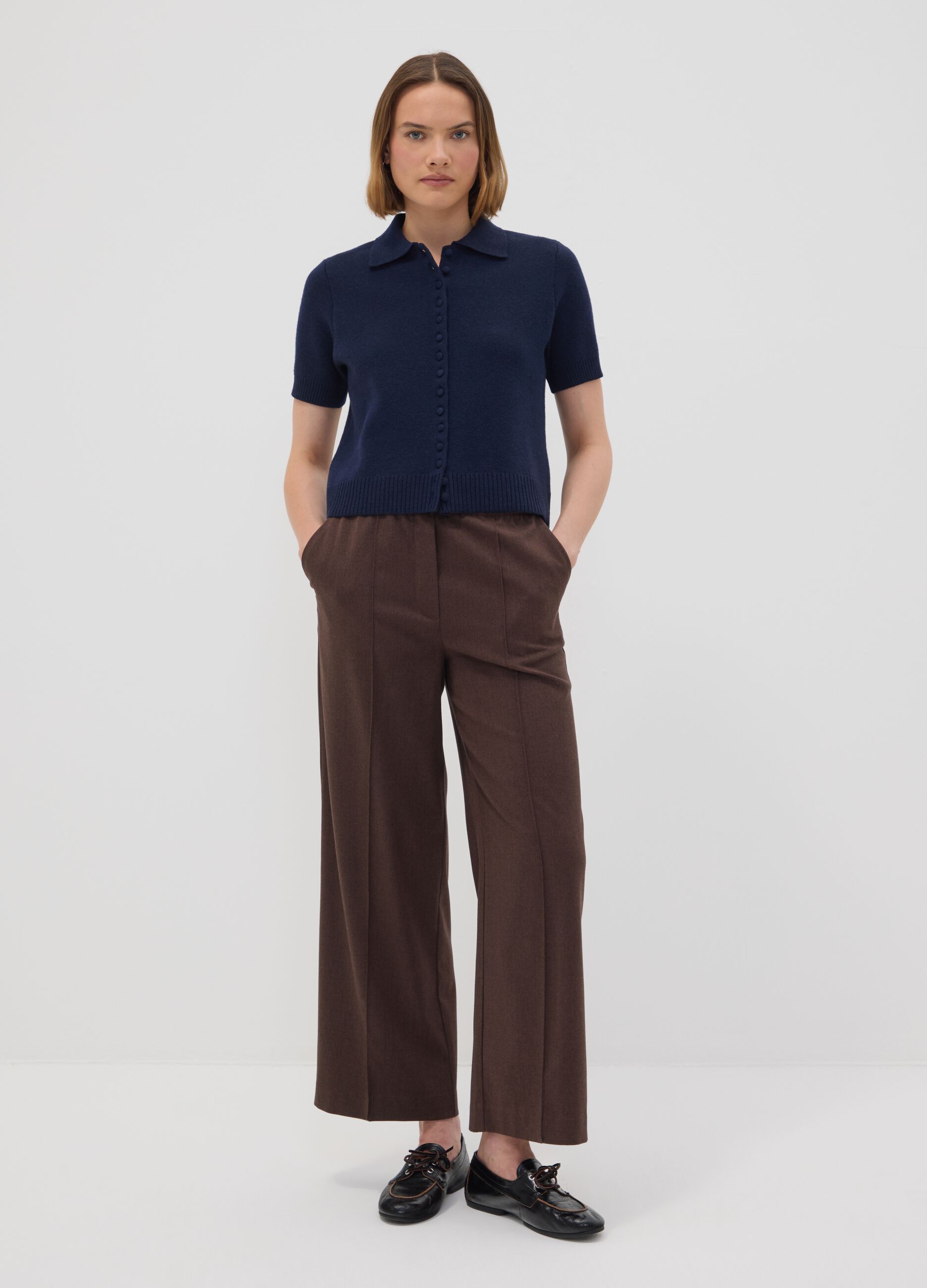 The Iconic Pants brown wide-leg joggers in stretch viscose