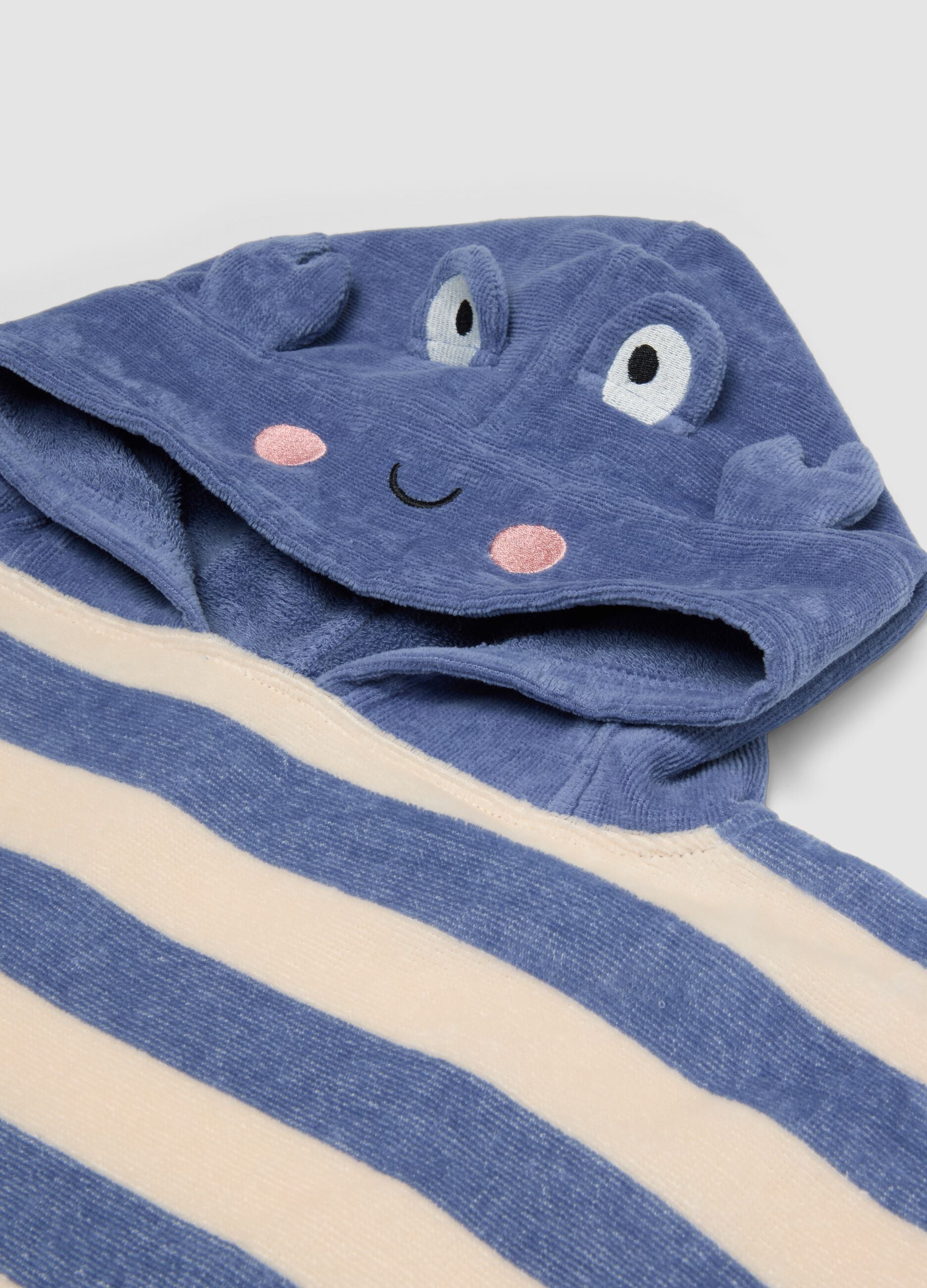 Multicoloured striped pure cotton baby beach poncho