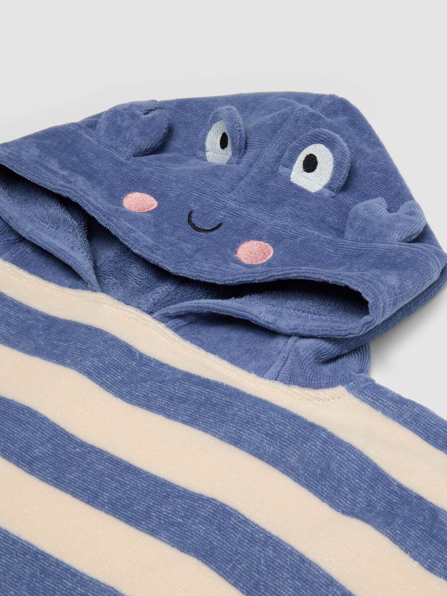 Poncho da spiaggia in puro cotone a righe multicolor da neonato_2
