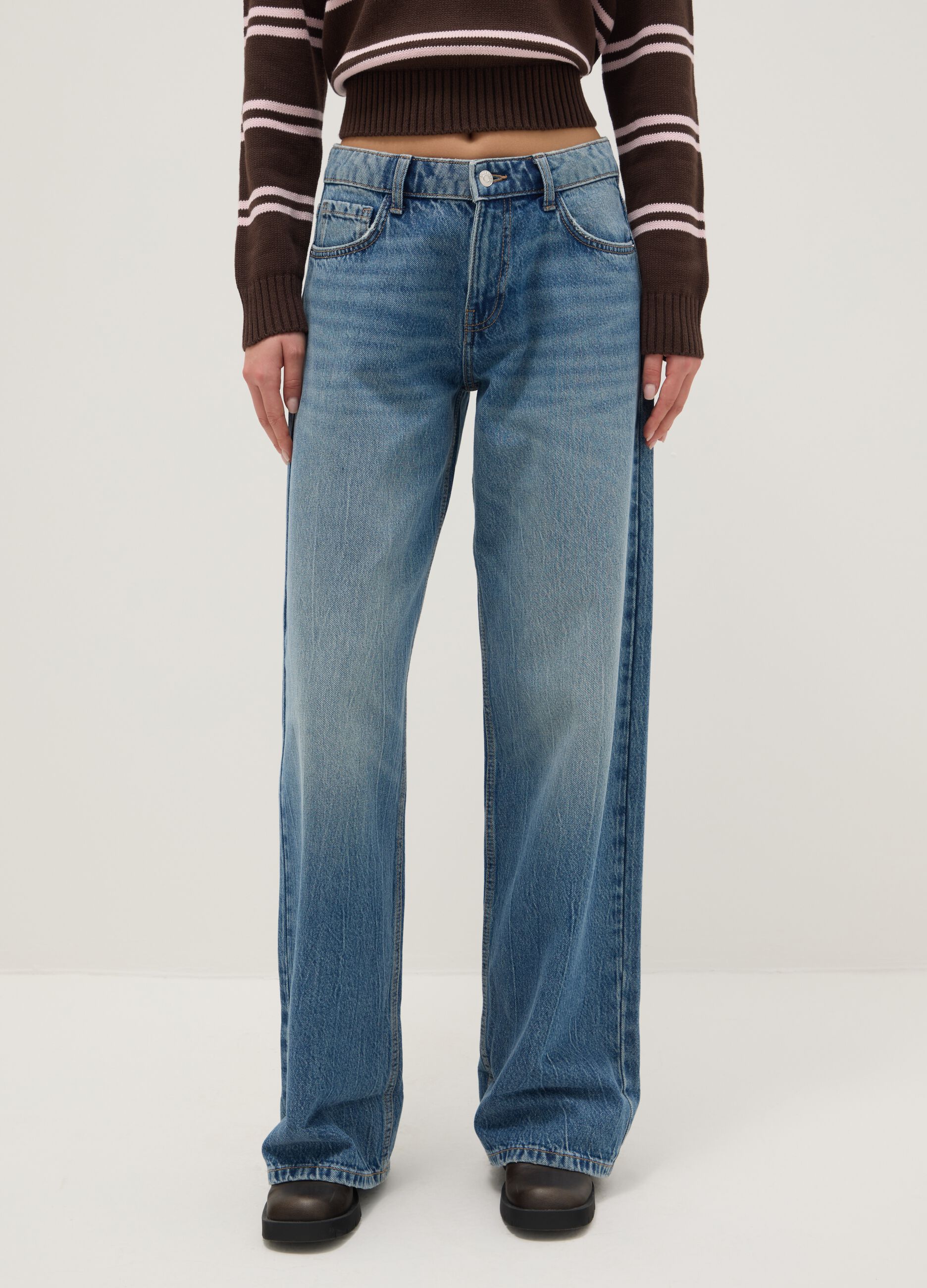 Blue pure cotton boyfriend fit jeans