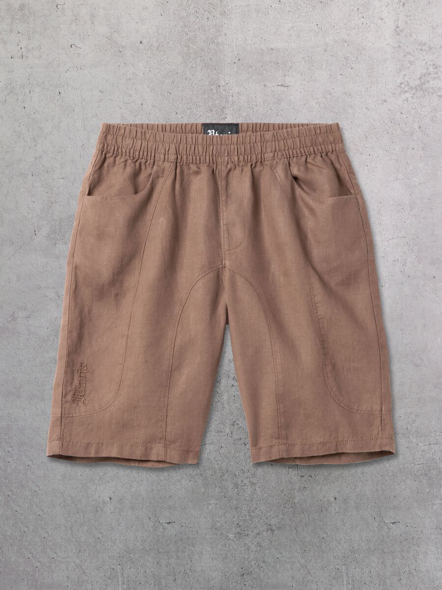 100% Linen Shorts in Mocha_1