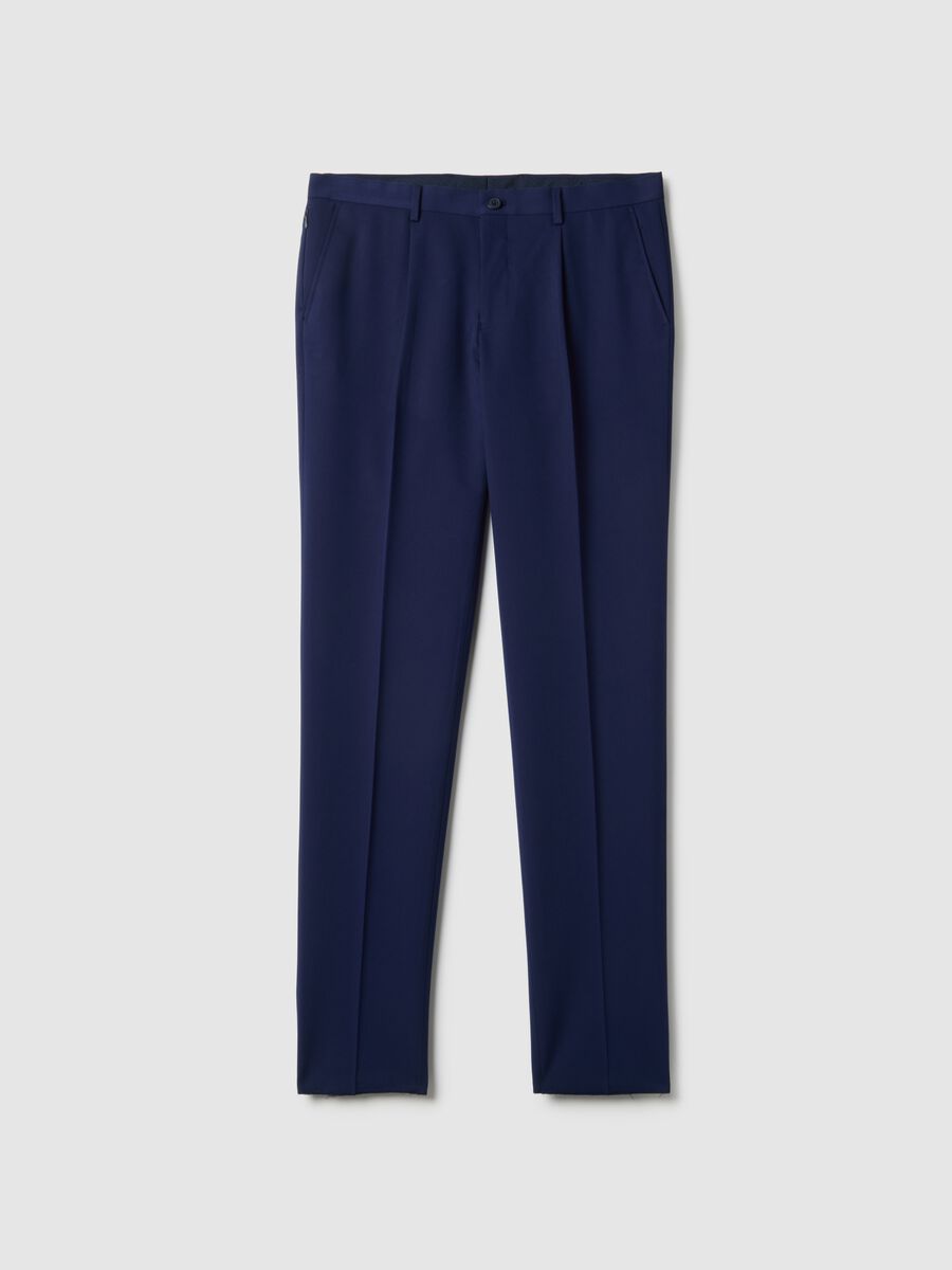 Pantaloni eleganti blu slim fit_4