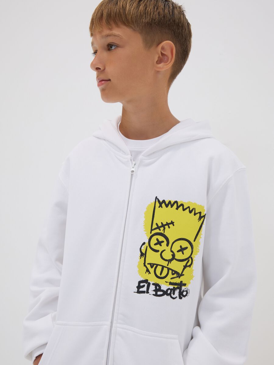 White pure-cotton hooded sweatshirt with Simpsons print for boys_1