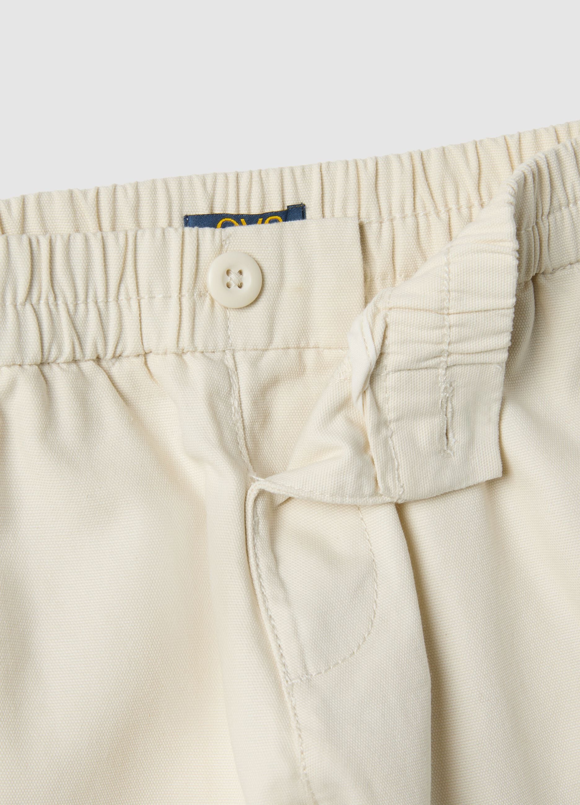 Kids' Beige Regular Fit Pure Cotton Trousers
