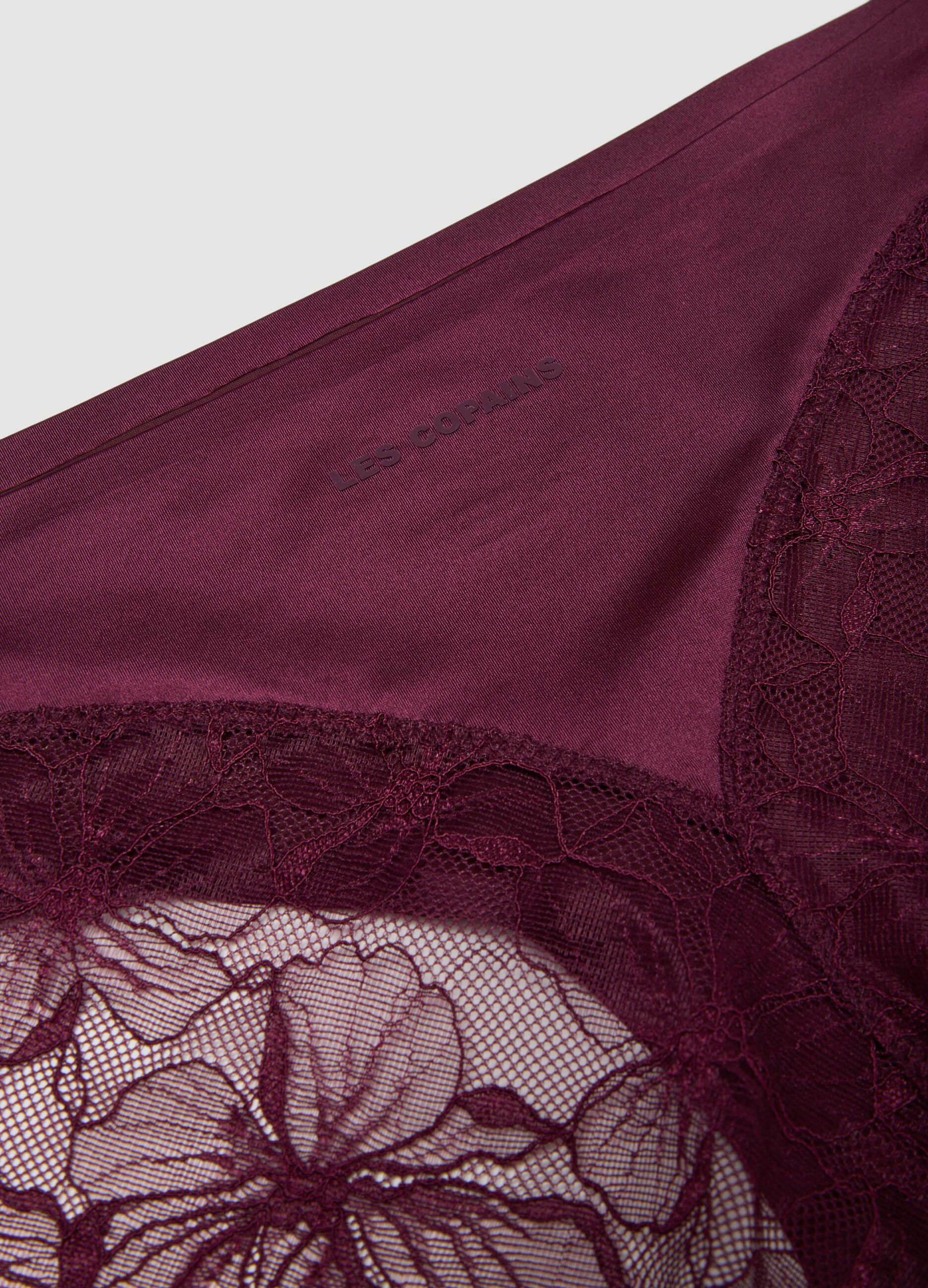 Purple stretch microfibre briefs with lace