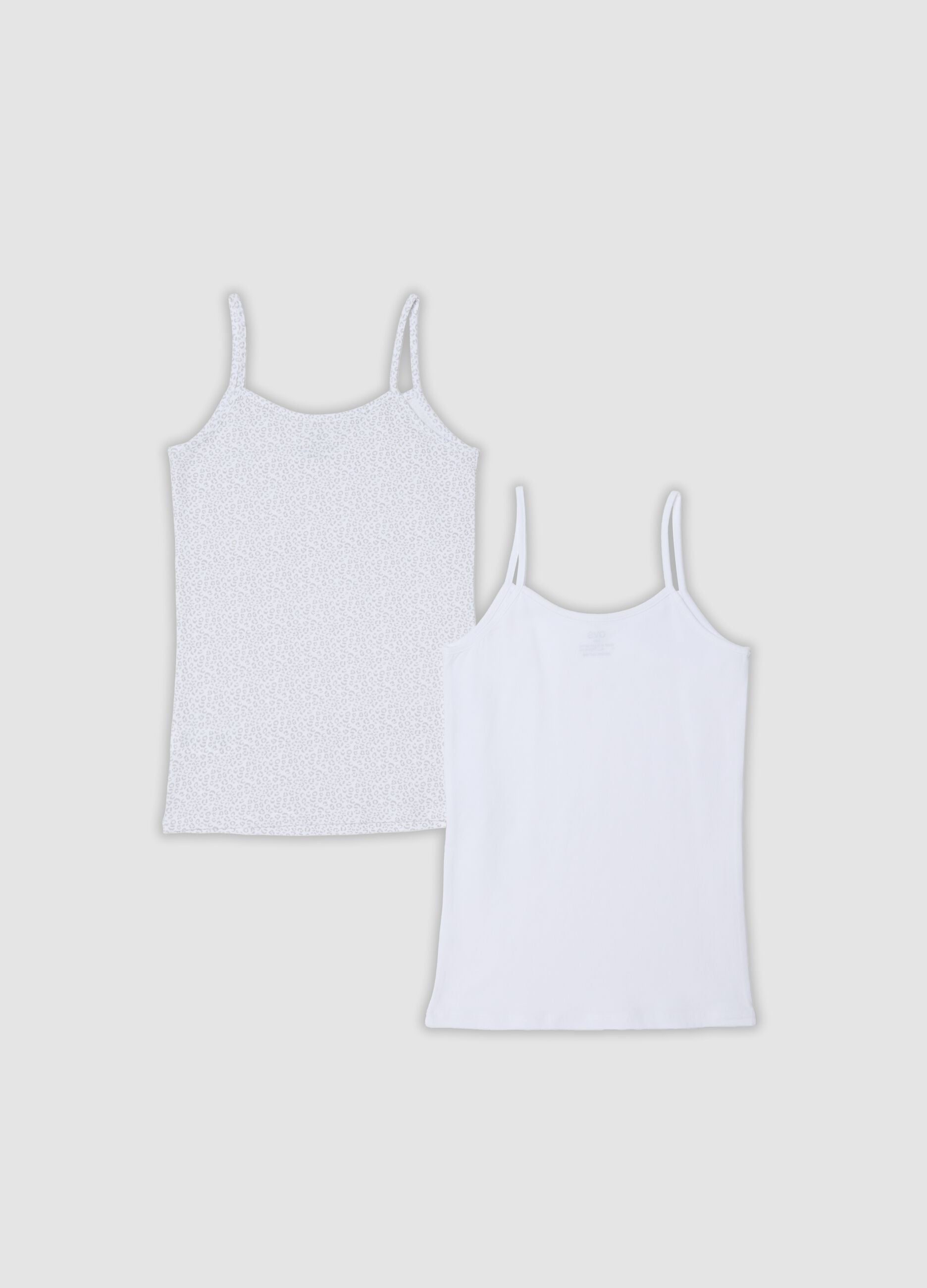 2-pack of white stretch organic cotton vests for girls