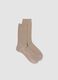 Beige ribbed stretch viscose socks_0