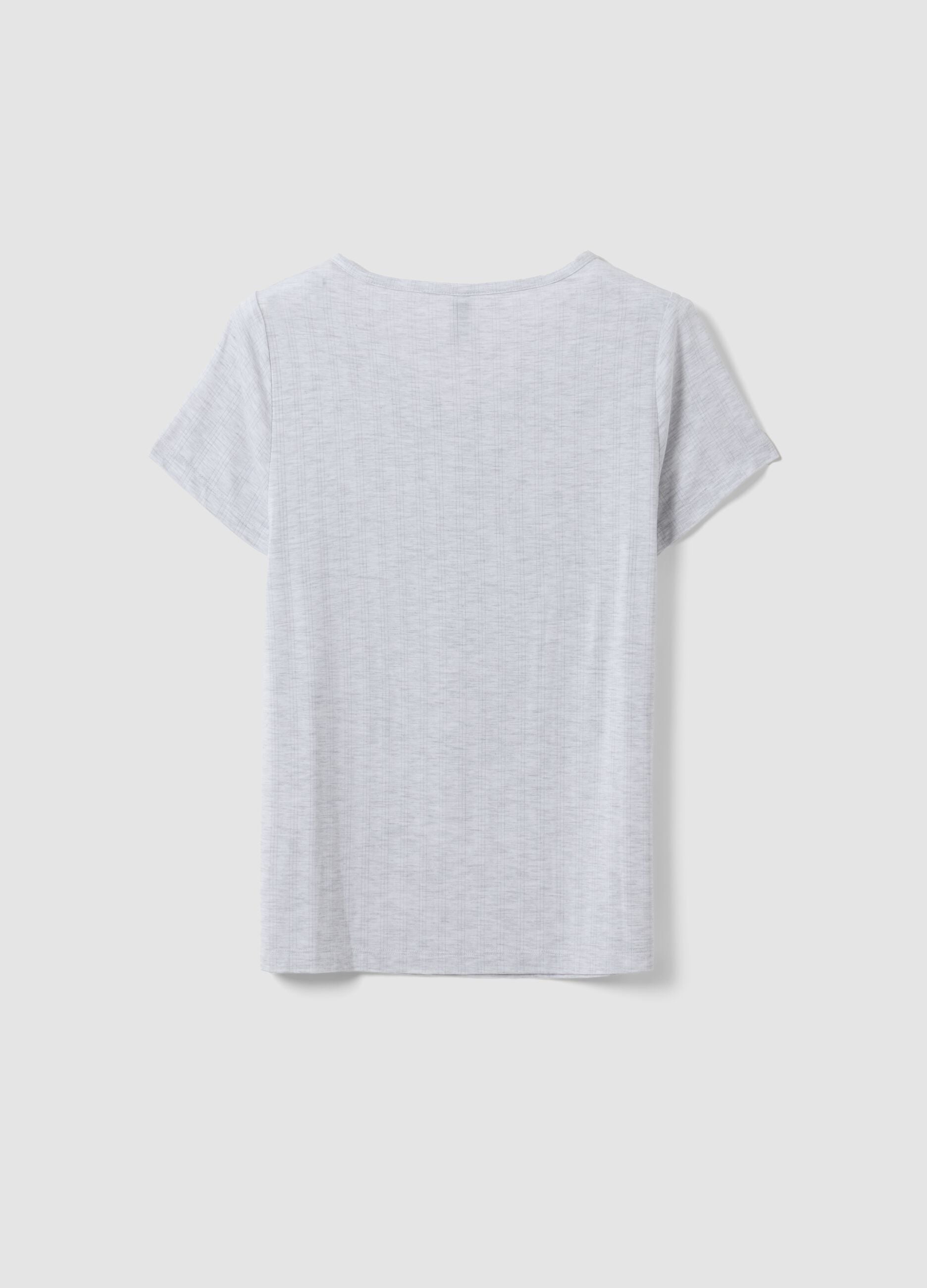 Grey stretch viscose V-neck pyjama top
