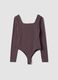 Mauve breathable stretch bodysuit with wide neckline ALTAVIA STUDIO_6