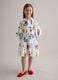 Girls&rsquo; white pure cotton dress with floral print, regular fit_1