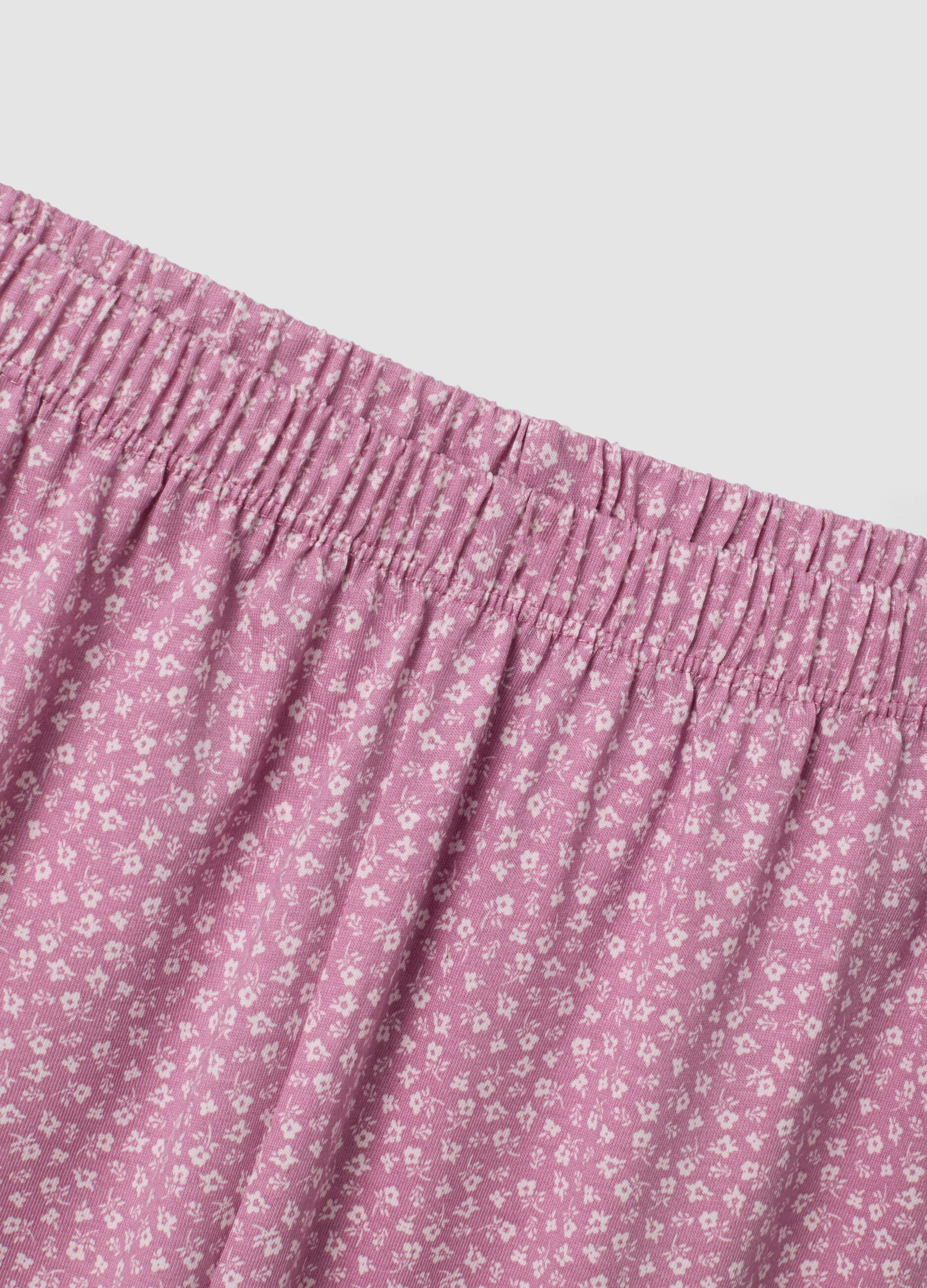 Pink pure organic cotton crew-neck pyjamas for girls