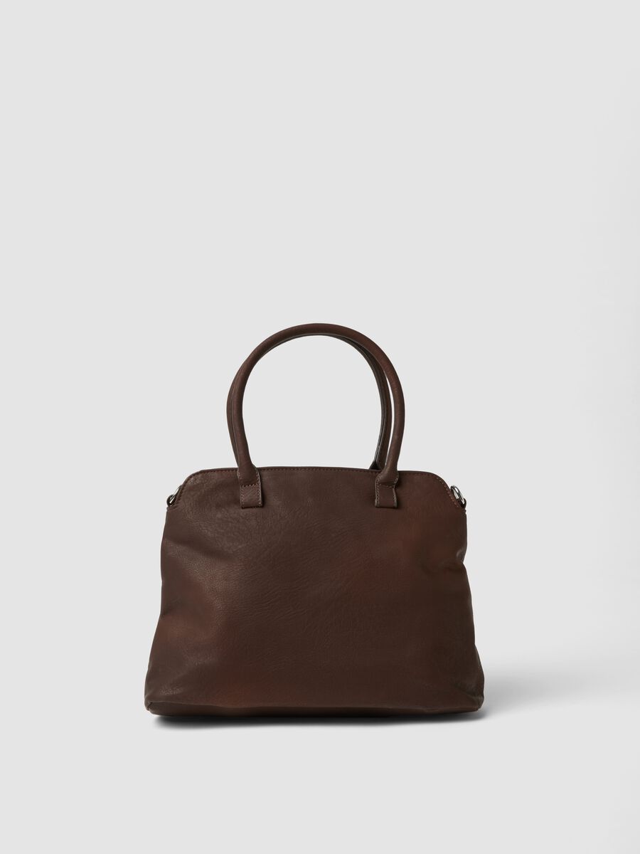 Borsa marrone con doppi manici e tracolla_1