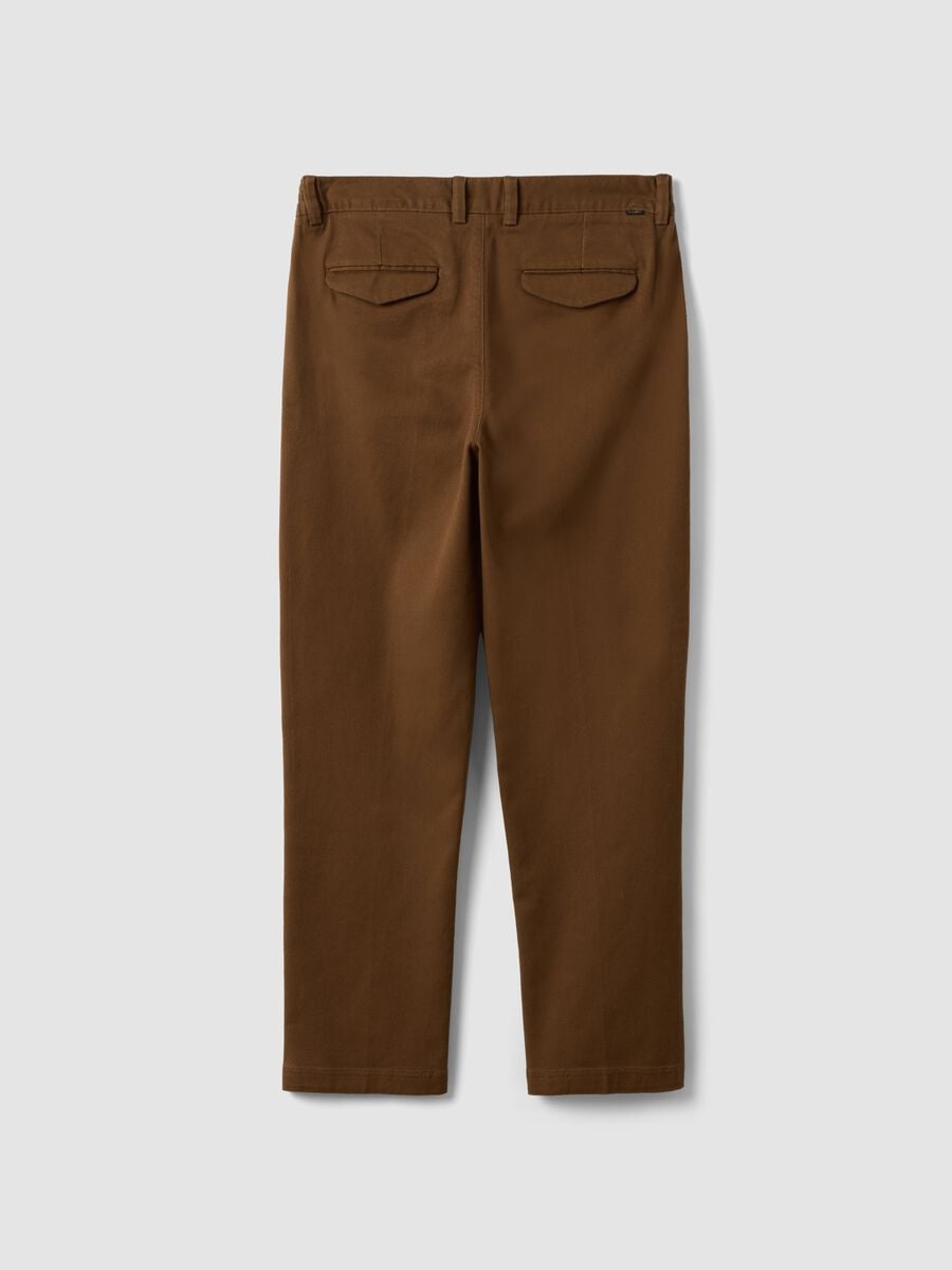 Pantaloni chino marroni in cotone elasticizzato straight fit_7