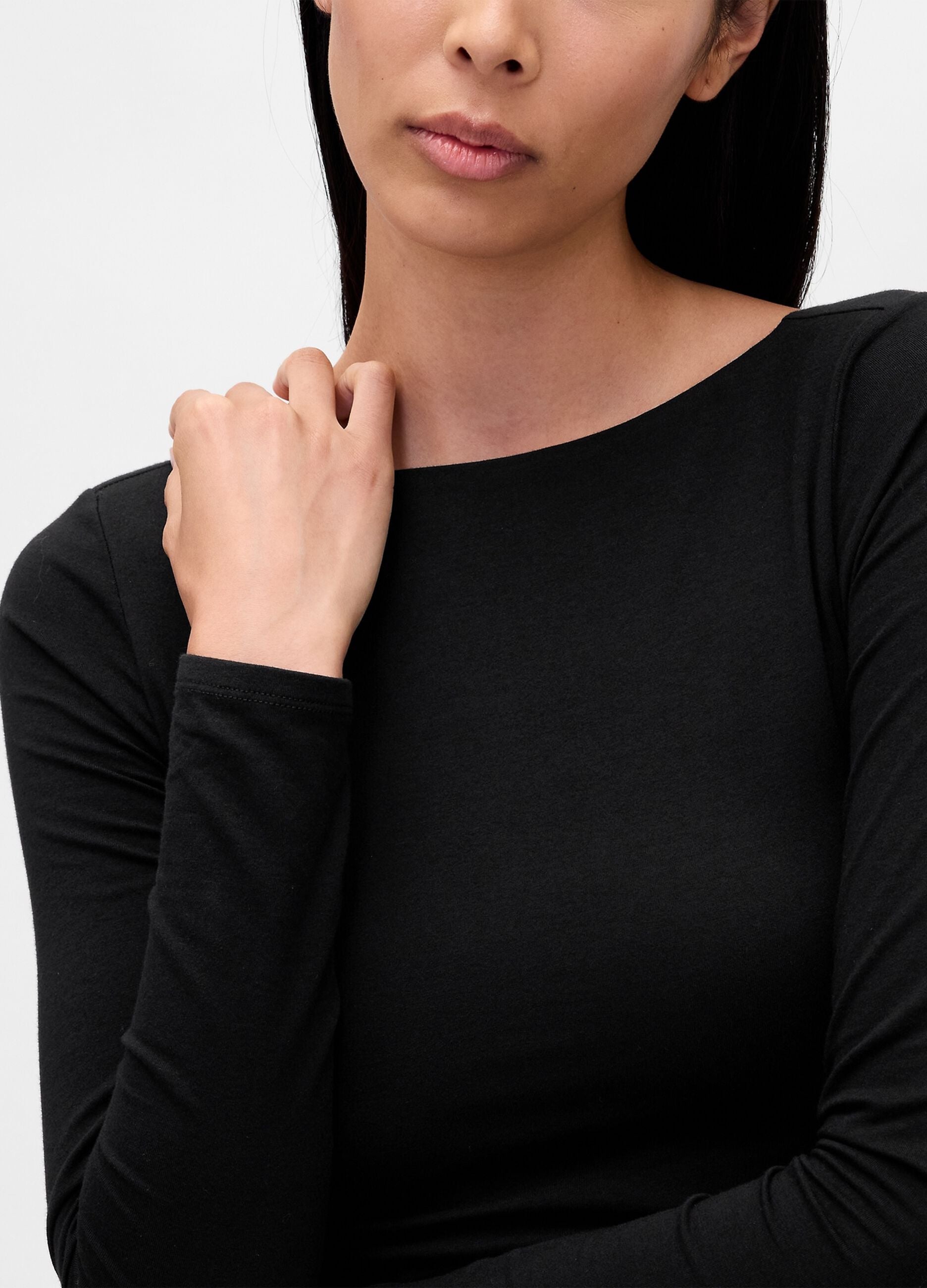 Black Stretch Long Sleeve Top