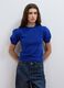 Blue stretch viscose crew-neck top, regular fit_2