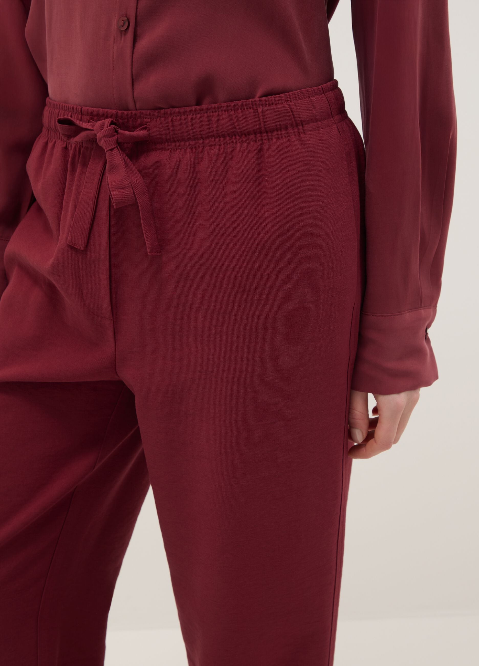 Wide Red Trousers in Viscose Blend