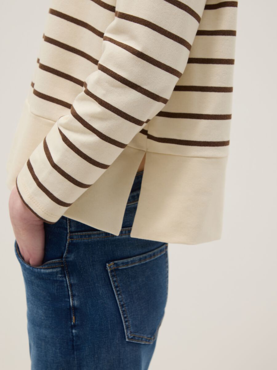 Multicolour striped stretch cotton blend sweater regular fit_3